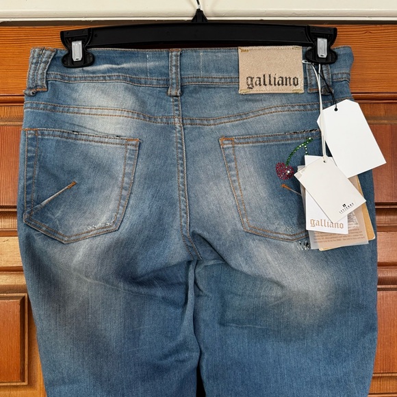 NWT LONG Galliano Donna crystal cherry slim jeans 30 - Picture 13 of 16